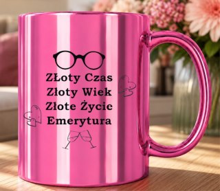 KUBEK RÓŻOWY PREMIUM DLA EMERYTKI EMERYTURA POŻEGNANIE Z PRACY