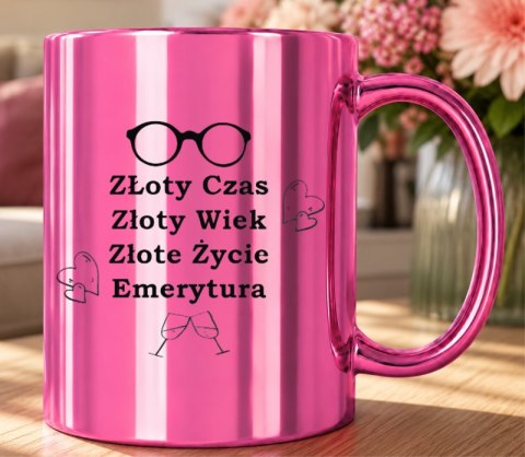 KUBEK RÓŻOWY PREMIUM DLA EMERYTKI EMERYTURA POŻEGNANIE Z PRACY