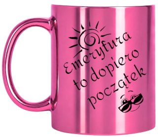 KUBEK RÓŻOWY PREMIUM DLA EMERYTKI EMERYTURA POŻEGNANIE Z PRACY