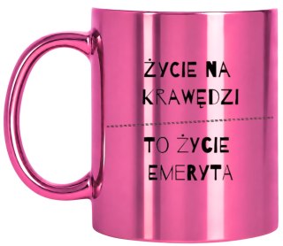 KUBEK RÓŻOWY PREMIUM DLA EMERYTKI EMERYTURA POŻEGNANIE Z PRACY