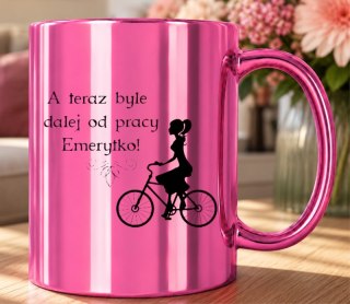 KUBEK RÓŻOWY PREMIUM DLA EMERYTKI EMERYTURA POŻEGNANIE Z PRACY
