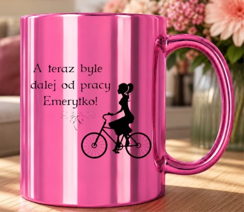 KUBEK RÓŻOWY PREMIUM DLA EMERYTKI EMERYTURA POŻEGNANIE Z PRACY