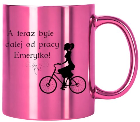 KUBEK RÓŻOWY PREMIUM DLA EMERYTKI EMERYTURA POŻEGNANIE Z PRACY