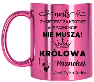 KUBEK RÓŻOWY PREMIUM DLA KOSMETYCZKI STYLISTKI PAZNOKCI ŚMIESZNY PREZENT