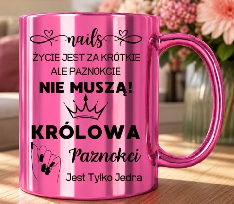 KUBEK RÓŻOWY PREMIUM DLA KOSMETYCZKI STYLISTKI PAZNOKCI ŚMIESZNY PREZENT