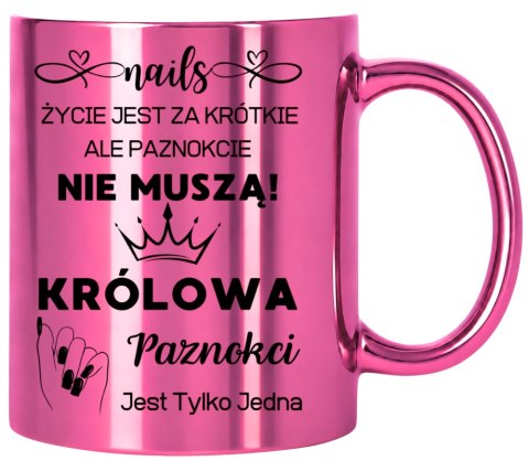 KUBEK RÓŻOWY PREMIUM DLA KOSMETYCZKI STYLISTKI PAZNOKCI ŚMIESZNY PREZENT