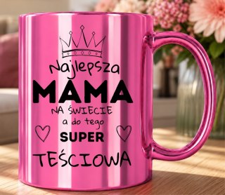 KUBEK RÓŻOWY PREMIUM Z NADRUKIEM DLA MAMY TEŚCIOWEJ PREZENT DZIEŃ MATKI