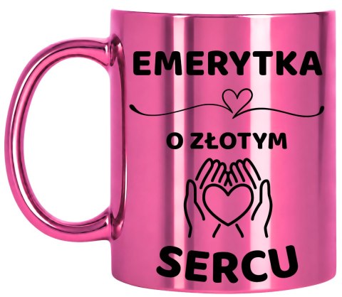 Kubek różowy z dedykacją wyjątkowy prezent dla EMERYTKI