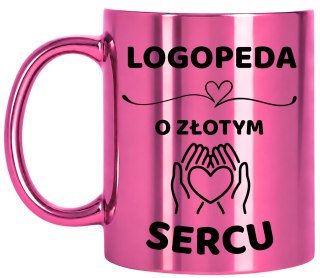 Kubek różowy z dedykacją wyjątkowy prezent dla LOGOPEDY