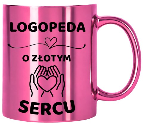 Kubek różowy z dedykacją wyjątkowy prezent dla LOGOPEDY