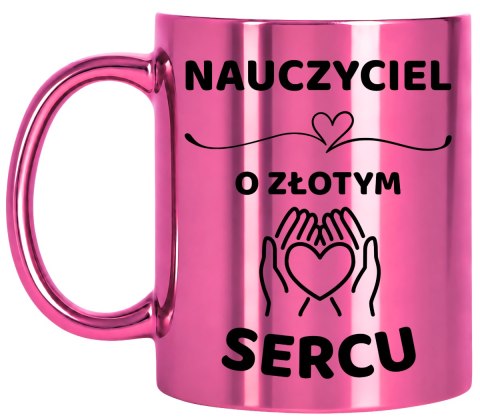 Kubek różowy z dedykacją wyjątkowy prezent dla NAUCZYCIELKI NAUCZYCIELA