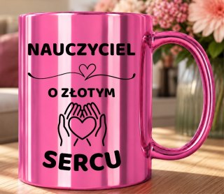 Kubek różowy z dedykacją wyjątkowy prezent dla NAUCZYCIELKI NAUCZYCIELA