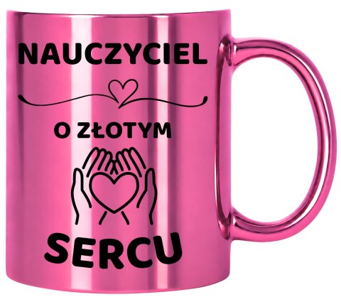 Kubek różowy z dedykacją wyjątkowy prezent dla NAUCZYCIELKI NAUCZYCIELA