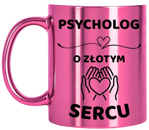Kubek różowy z dedykacją wyjątkowy prezent dla Pani PSYCHOLOG