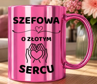 Kubek różowy z dedykacją wyjątkowy prezent dla SZEFOWEJ