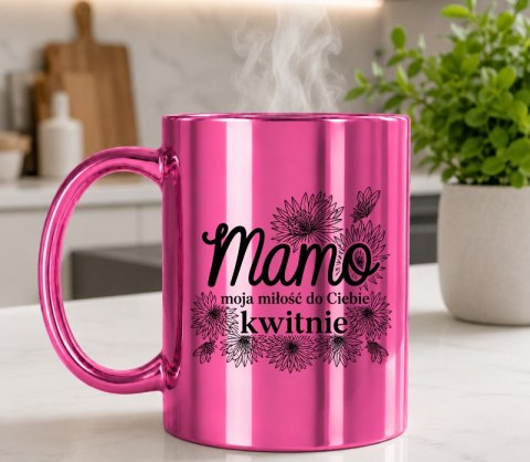 Kubek różowy z nadrukiem prezent dla MAMY Dzień Matki Mama Teściowa