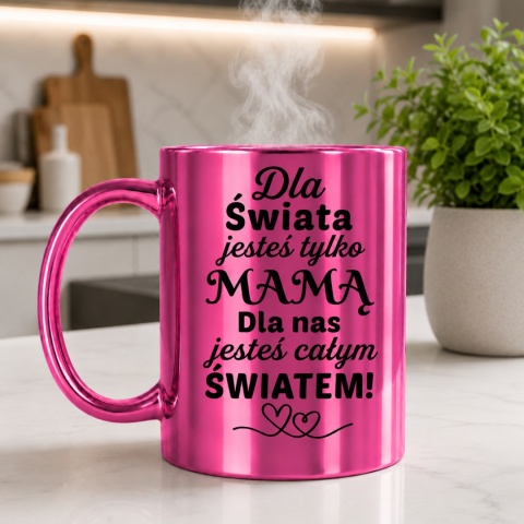 Kubek różowy z nadrukiem prezent dla MAMY Dzień Matki Mama Teściowa