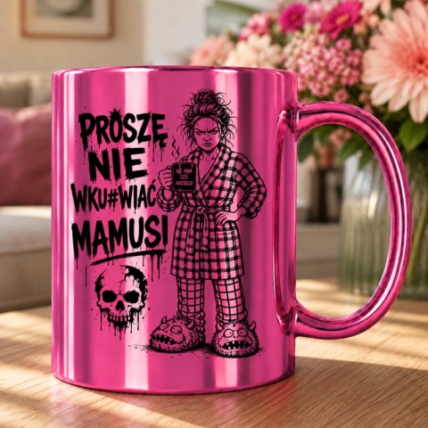 Kubek różowy z nadrukiem prezent dla MAMY Dzień Matki Mama Teściowa