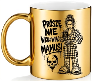 Kubek złoty z nadrukiem prezent dla MAMY Dzień Matki Mama Teściowa