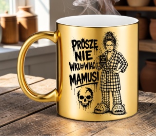 Kubek złoty z nadrukiem prezent dla MAMY Dzień Matki Mama Teściowa