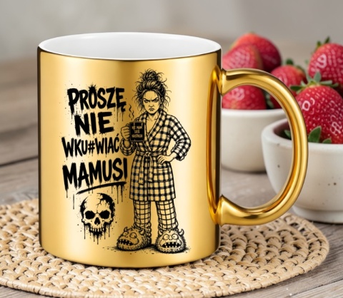 Kubek złoty z nadrukiem prezent dla MAMY Dzień Matki Mama Teściowa