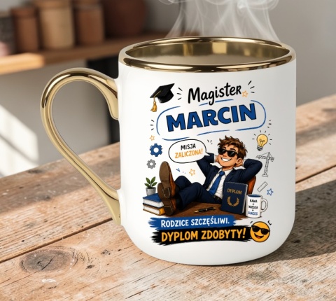Kubek PREMIUM prezent Pan MAGISTER z imieniem upominek zakończenie studiów