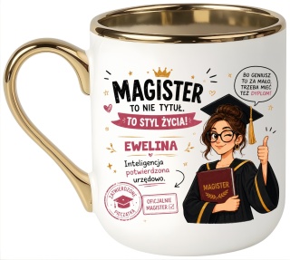 Kubek PREMIUM prezent Pani MAGISTER z imieniem upominek zakończenie studiów