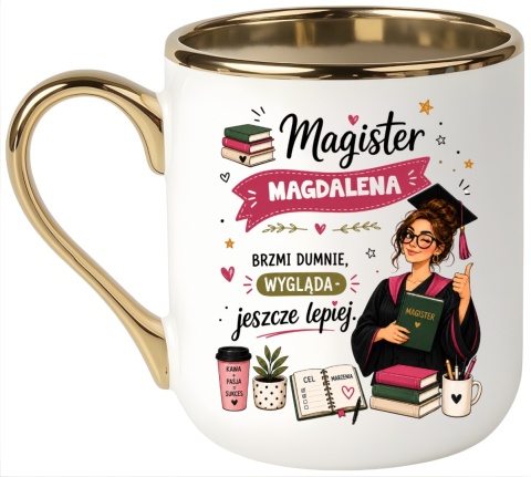 Kubek PREMIUM prezent Pani MAGISTER z imieniem upominek zakończenie studiów