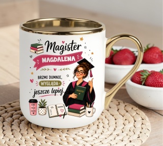 Kubek PREMIUM prezent Pani MAGISTER z imieniem upominek zakończenie studiów