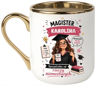 Kubek PREMIUM prezent Pani MAGISTER z imieniem upominek zakończenie studiów