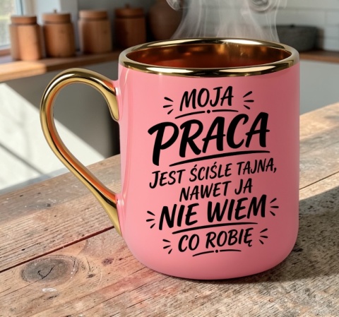Kubek PREMIUM z nadrukiem śmieszny prezent - Moja praca jest ściśle tajna