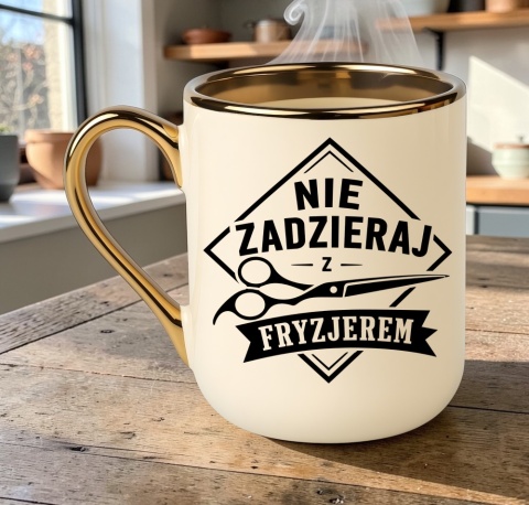 Kubek PREMIUM z nadrukiem śmieszny prezent - Nie zadzieraj z Fryzjerem