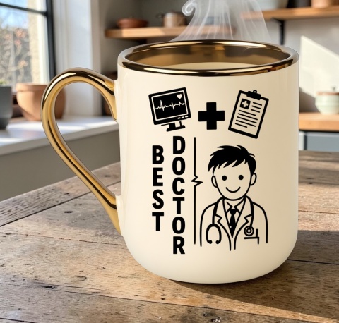 Kubek PREMIUM z nadrukiem śmieszny prezent dla lekarza - Best Doctor...