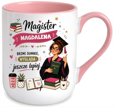Kubek prezent Pani MAGISTER nadruk z imieniem upominek zakończenie studiów