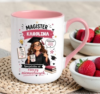Kubek prezent Pani MAGISTER nadruk z imieniem upominek zakończenie studiów