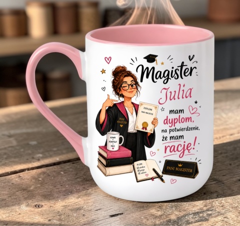 Kubek prezent Pani MAGISTER nadruk z imieniem upominek zakończenie studiów
