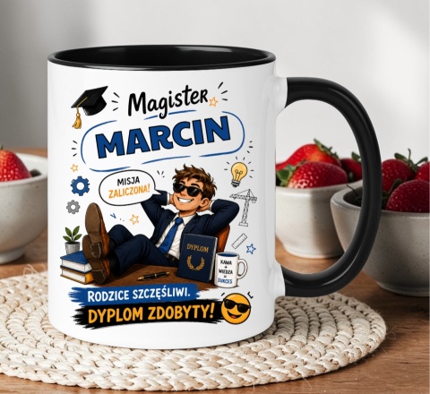 Kubek prezent Pan MAGISTER nadruk z imieniem upominek zakończenie studiów