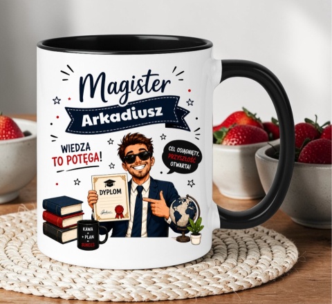 Kubek prezent Pan MAGISTER nadruk z imieniem upominek zakończenie studiów