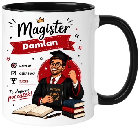 Kubek prezent Pan MAGISTER nadruk z imieniem upominek zakończenie studiów