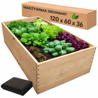 Warzywniak drewniany Zielnik Skrzynia na warzywa Inspekt Grządka 120x60x36