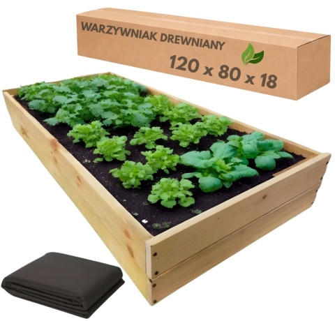 Warzywniak drewniany Zielnik Skrzynia na warzywa Inspekt Grządka 120x80x18